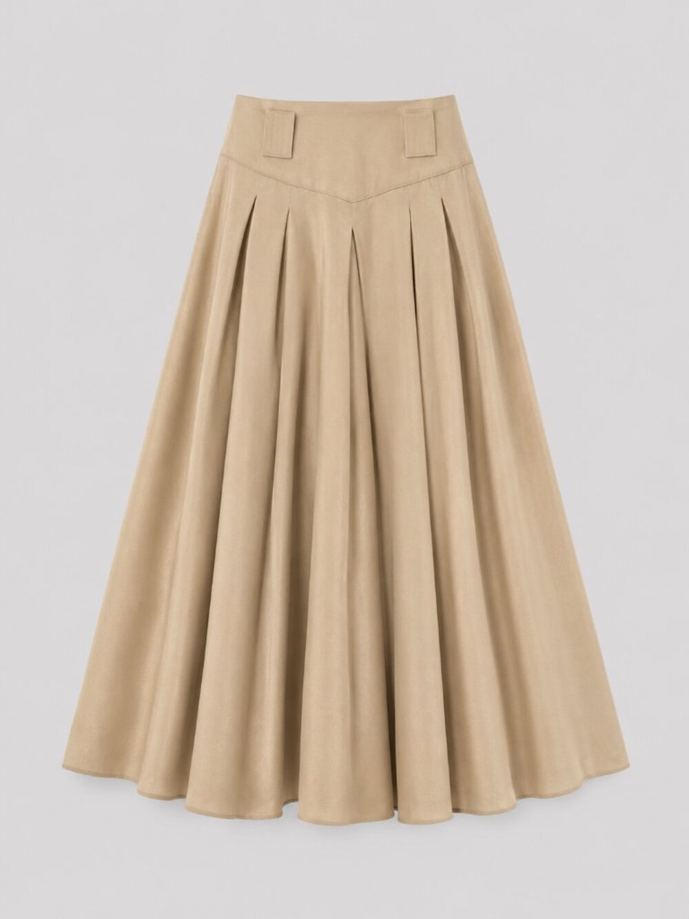 Ricardo Lenzi 100% Silk Beige Midi Skirt Boho Cottagecore Old Money Resort